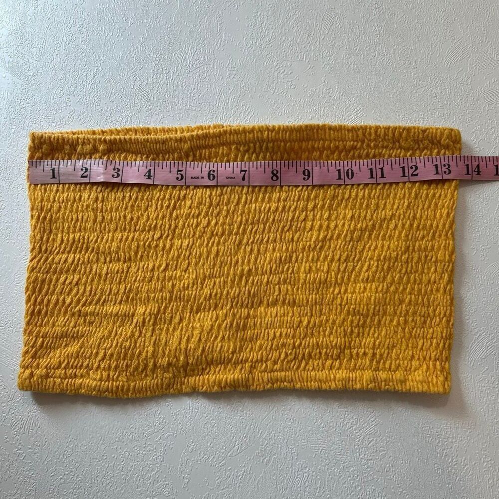 Paris Mustard Smocked Tube Top Bandeau One Size Boho Stretch - Picture 6 of 7